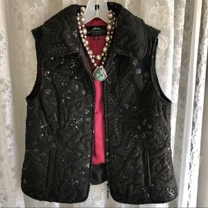 MONTANA CO. * NWOT Black Sequined Dressy Vest